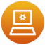 Computer logo with gear in it, icon